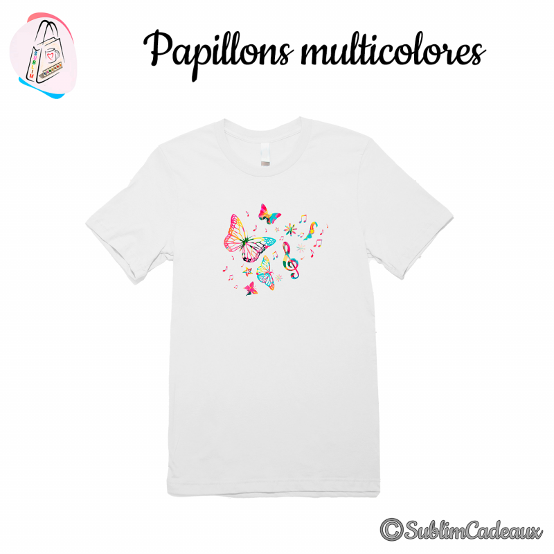 Tee-shirt "Papillons multicolores"