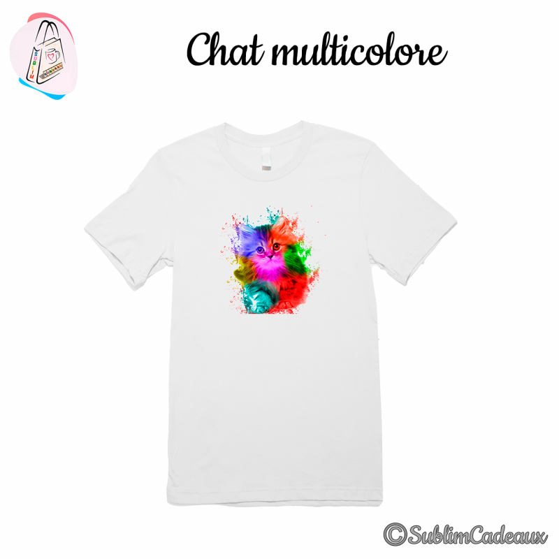 Tee-shirt "Chat multicolore"