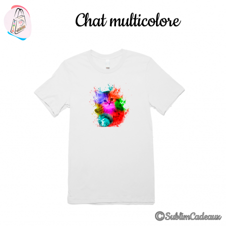 Tee-shirt "Chat multicolore"
