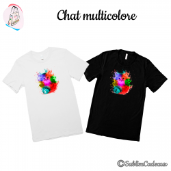 Tee-shirt "Chat multicolore"