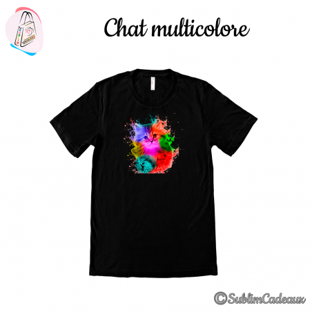 Tee-shirt "Chat multicolore"
