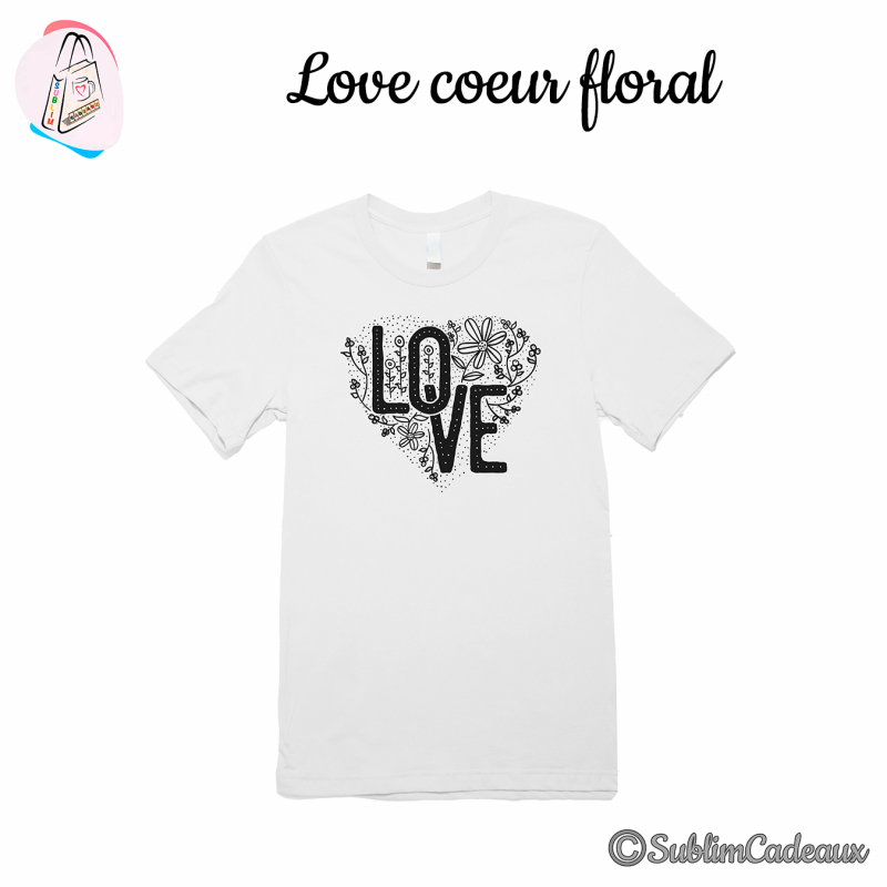 Tee-shirt "Love cœur floral"