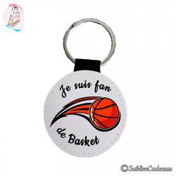Porte-clés rond Double Face en simili cuir