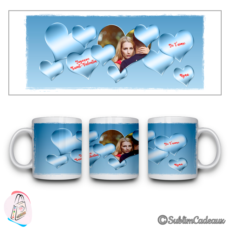 Mug « Cœurs bleus »