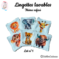 Panier et/ou lingettes lavables : Animaux de la savane