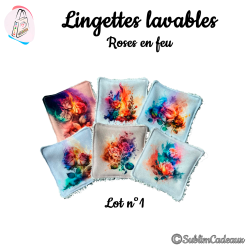 Panier et/ou lingettes lavables : Roses en feu