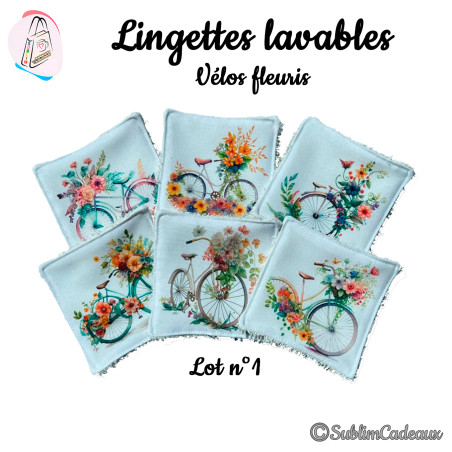 Panier et/ou lingettes lavables : Vélos fleuris