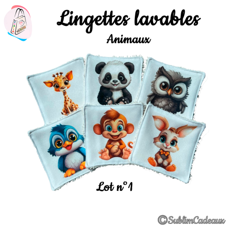 Panier et/ou lingettes lavables : Animaux mignons