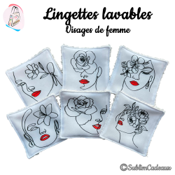 Panier et/ou lingettes lavables : Visages de femme
