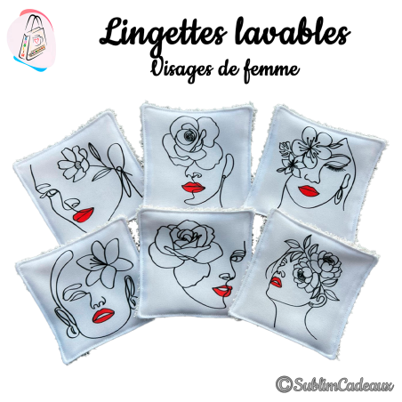 Panier et/ou lingettes lavables : Visages de femme