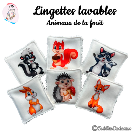 Lingettes lavables : Animaux de la forêt