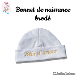 Bonnet de naissance brodé