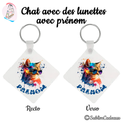 Porte-clés : Chat avec lunettes