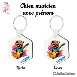 Porte-clés : Chien avec guitare électrique