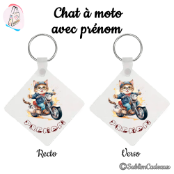 Porte-clés : Chat sur moto - Modèle 2