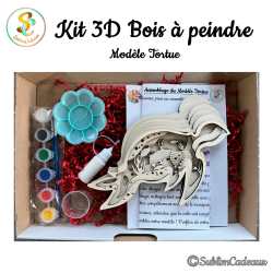 Kit 3D bois à peindre - Tortue