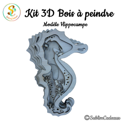 Kit 3D bois à peindre - Hippocampe