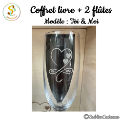 Coffret en forme de livre avec 2 flûtes - Toi & Moi