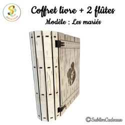 Coffret en forme de livre avec 2 flûtes - Les mariés