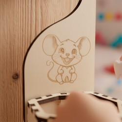 Gravure laser Petite Souris sur boîte en bois personnalisée pour dent de lait