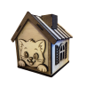 Tirelire Maison Chat en Bois – Gravée et Découpée au Laser
