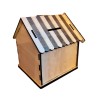Tirelire maison chat en bois – fente sur le toit pour insérer pièces et billets