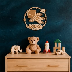 Plaque prénom astronaute personnalisée – décoration murale chambre enfant espace