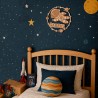 Plaque prénom astronaute personnalisée en bois – déco chambre enfant thème espace