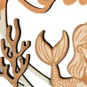 Zoom détail plaque en bois personnalisée sirène, corail et initiale