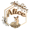 Plaque prénom personnalisée en bois avec biche et fleurs, décoration murale bohème enfant