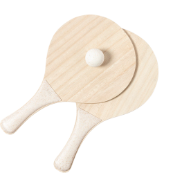 Paire de raquettes de plage en bois personnalisables avec balle en canne de blé