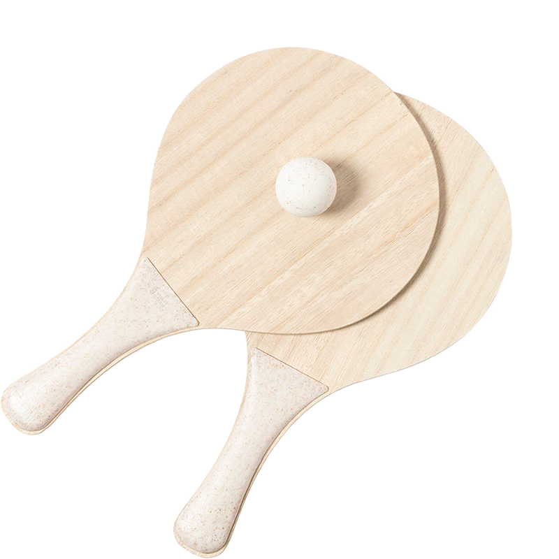 Paire de raquettes de plage en bois personnalisables avec balle en canne de blé