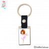 Porte-clés rectangle avec attache en simili cuir