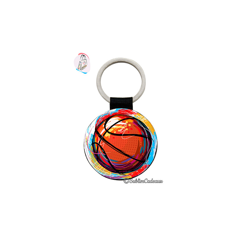 Porte-clés rond Double Face en simili cuir