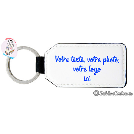 Porte-clés rectangulaire Double Face en simili cuir à personnaliser