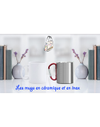 Mugs blancs en céramique ou mug inox avec mousqueton