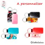 Porte-clés à paillettes roses, noires, bleues et rouges ornés de photos imprimées, présentés en assortiment