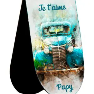 Marque-page magnétique imprimé d'un vieux camion bleu à l'aquarelle et du texte Je t'aime Papy