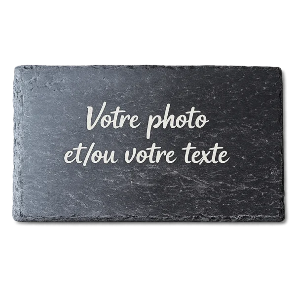 Ardoise noire rectangulaire à graver, à personnaliser avec sa photo et son propre texte