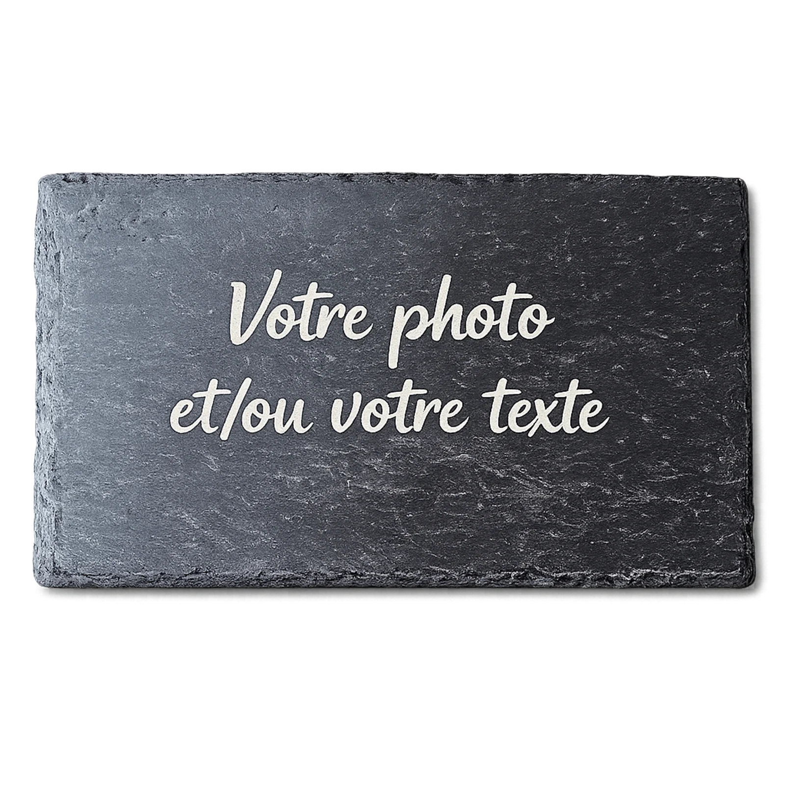 Ardoise noire rectangulaire à graver, à personnaliser avec sa photo et son propre texte