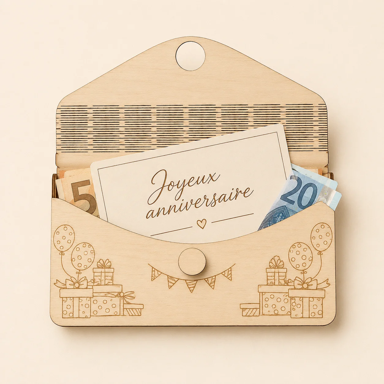 Enveloppe anniversaire en bois personnalisée – Cadeaux & Ballons – Image 2