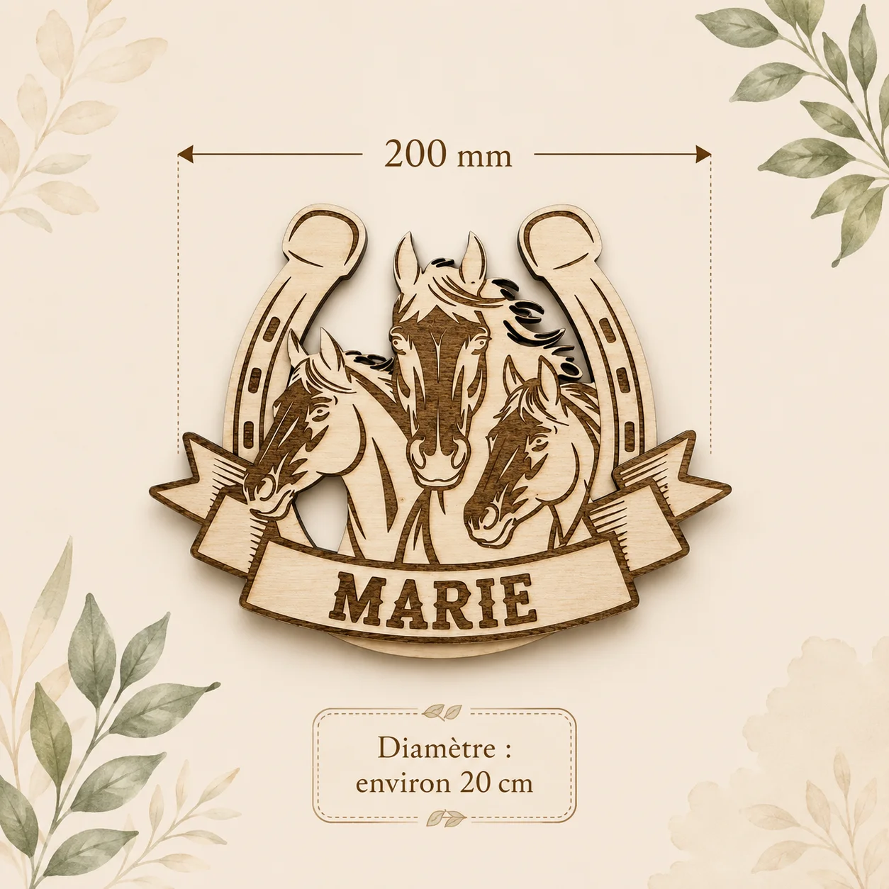 Plaque prénom personnalisée en bois – Chevaux – Décoration chambre passion équitation – Image 4