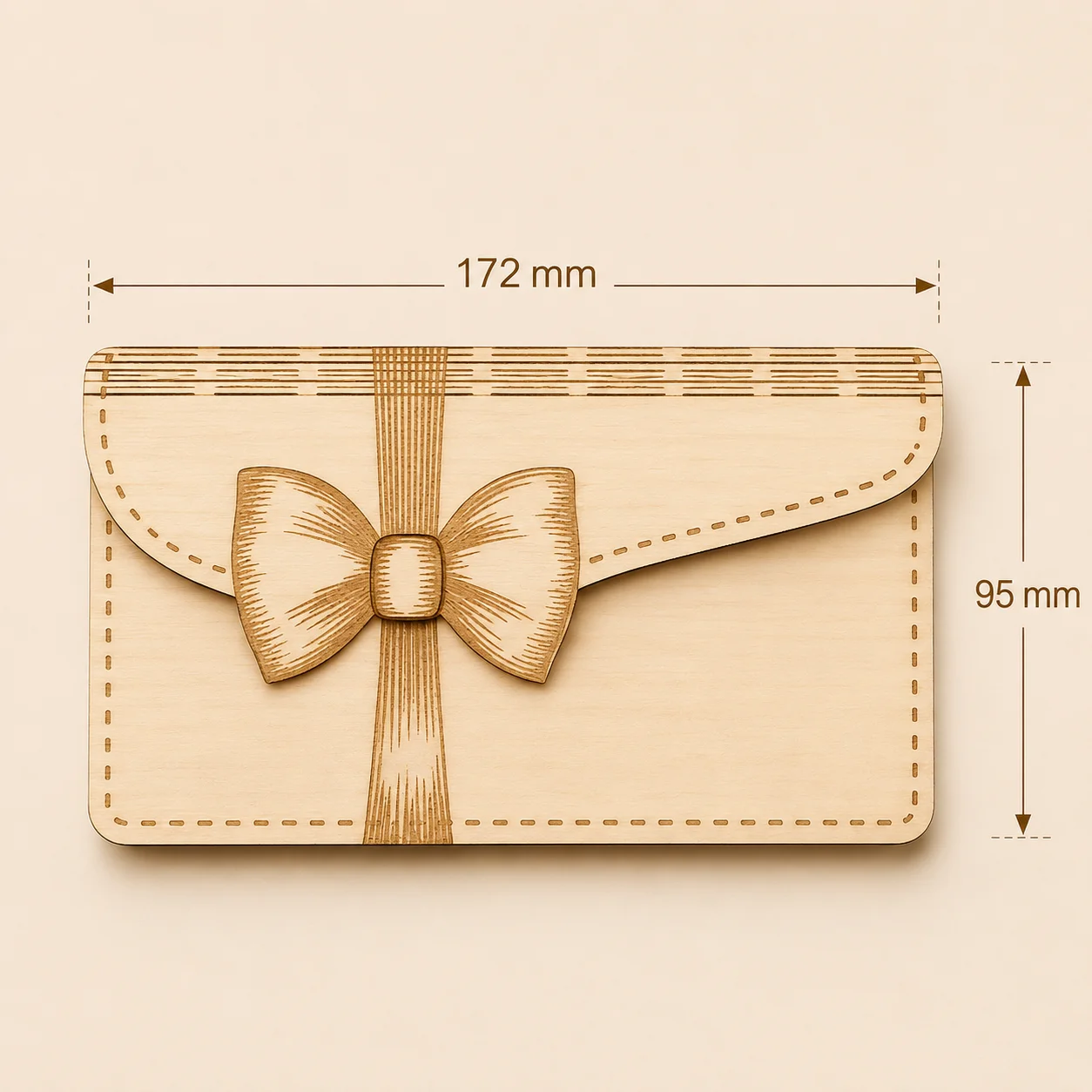 Enveloppe cadeau en bois personnalisée avec ruban gravé – Image 4