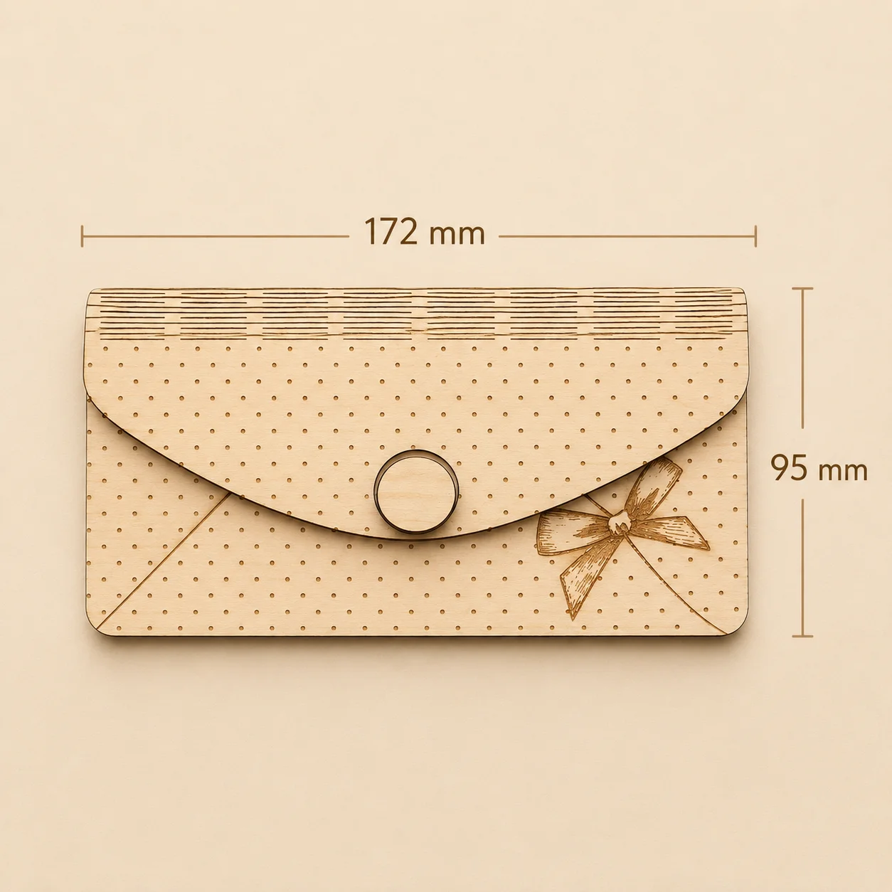 Enveloppe cadeau en bois personnalisée – Ruban & nœud – Image 4
