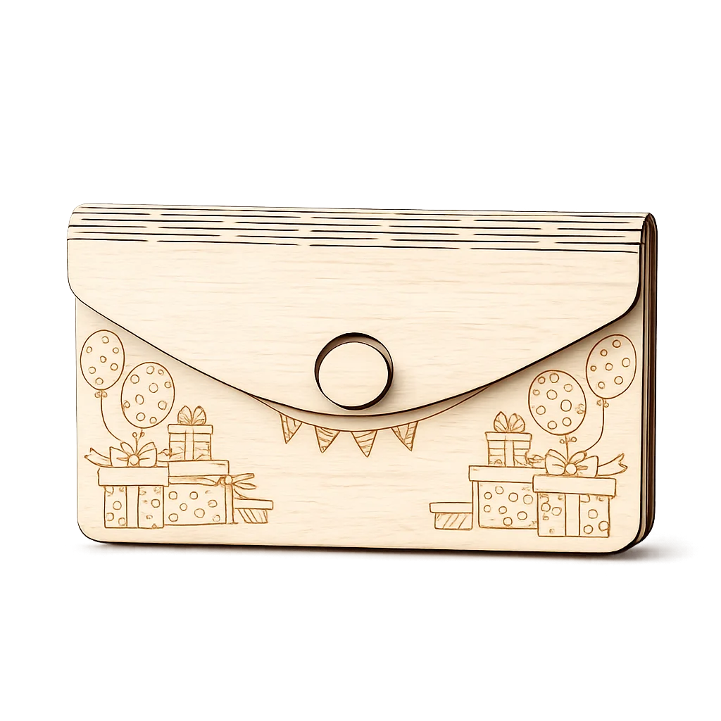 Enveloppe anniversaire en bois personnalisée – Cadeaux & Ballons