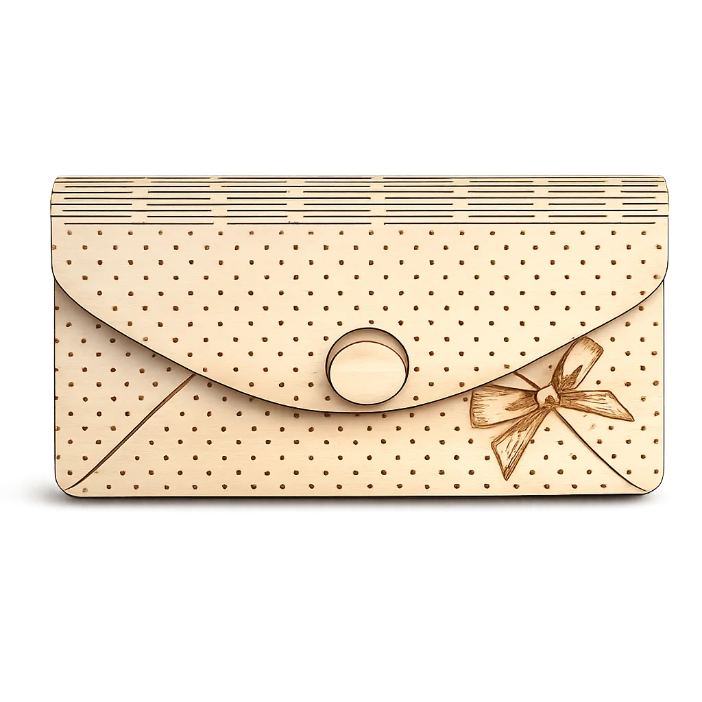 Enveloppe cadeau en bois personnalisée – Ruban & nœud