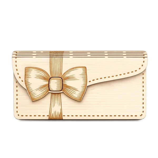 Enveloppe cadeau en bois personnalisée avec ruban gravé