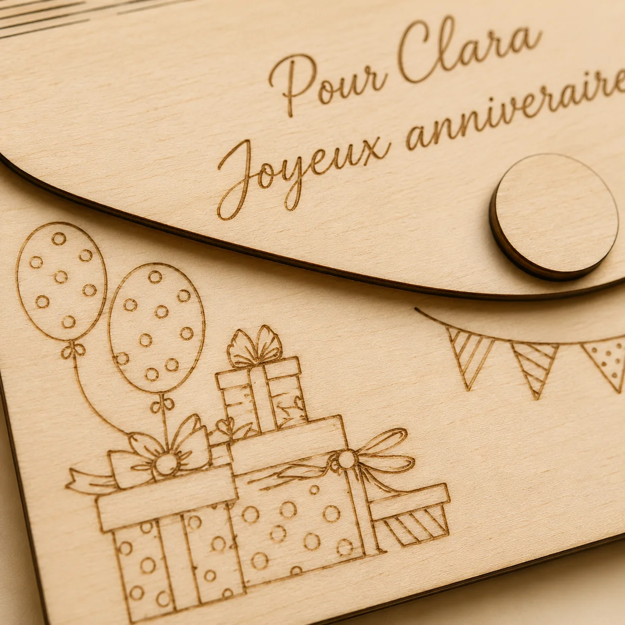 Enveloppe anniversaire en bois personnalisée – Cadeaux & Ballons – Image 3