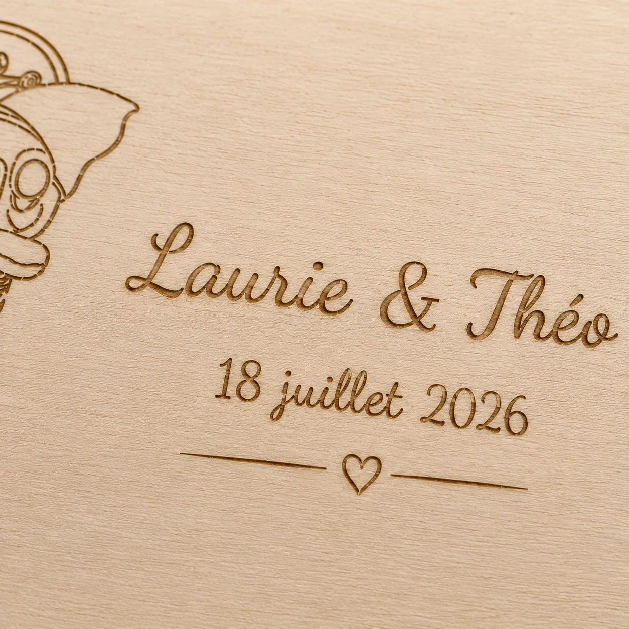 Enveloppe en bois personnalisée pour mariage – Voiture des mariés – Image 4