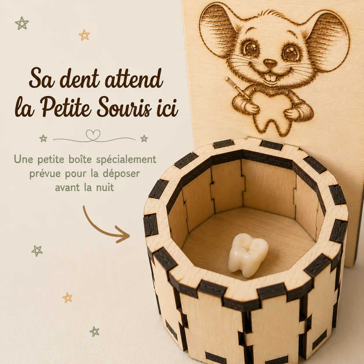 Accroche-porte boîte à dents de lait personnalisée – Petite Souris et sa Dent – Image 6